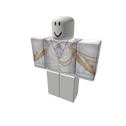 Majestic elegant gold and white chained suit