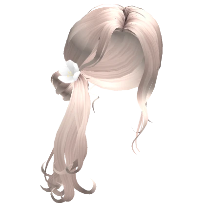 Platinum Blonde Knotted Ponytail w/ White Flower