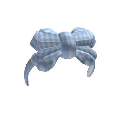 Blue Plaid Bow Headband