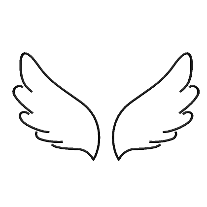 Cute 2D Doodle Angel Wings - Black