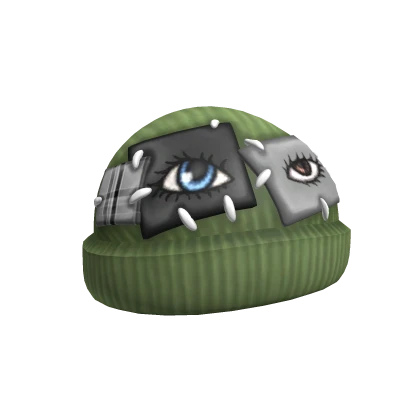 Patched Eye Beanie - Green