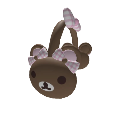 Brown and Pink Bear Earmuffs