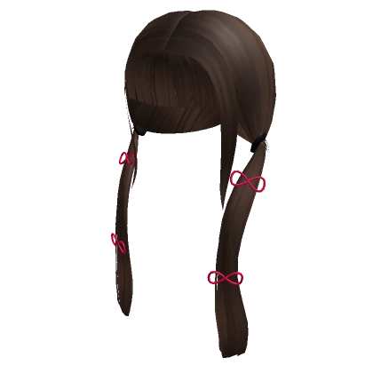 Brown Low Pigtails with Bangs