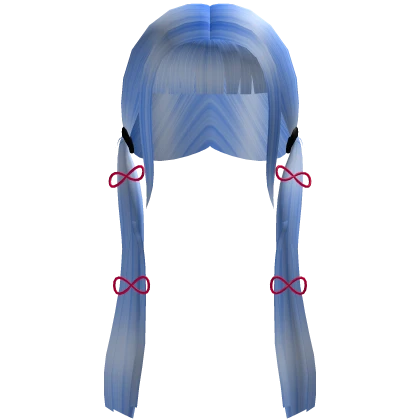 Candy Blue Low Pigtails with Bangs