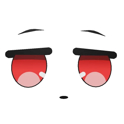 Cute Bored Anime 3D Face - Red 