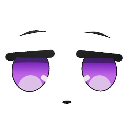 Cute Bored Anime 3D Face - Purple