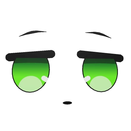 Cute Bored Anime 3D Face - Green