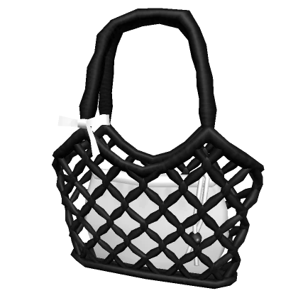 Black Crochet Tote Bag w/ Mini Pouch White | 3.0