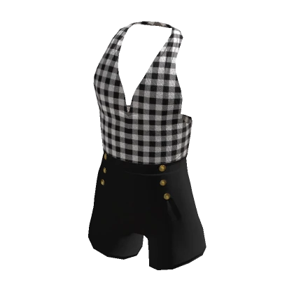 One Piece Cute Jumper Plaid Black