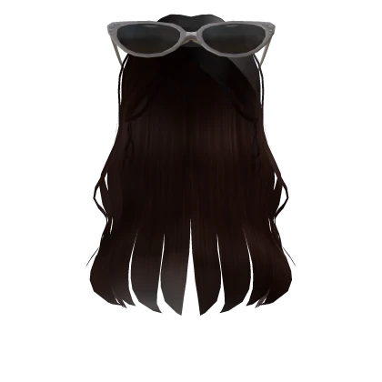 Cute Wavy Tucked Long Hair with Shades Dark Brown