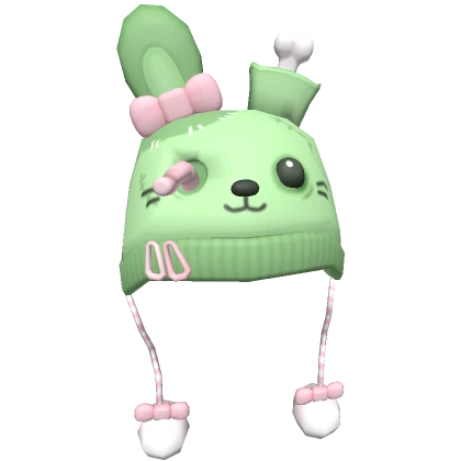 ♡ creepy cute pastel green zombie bunny hat kawaii