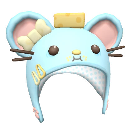 ♡ kawaii silly blue mouse rat hat stealing chmeese