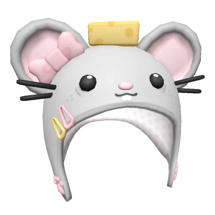 ♡ kawaii silly grey mouse rat hat stealing chmeese