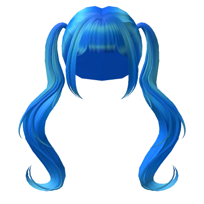 Blue Long Anime Kawaii Pigtails