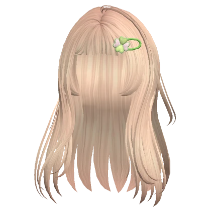 ♡ blonde long anime hair with clover hairclip