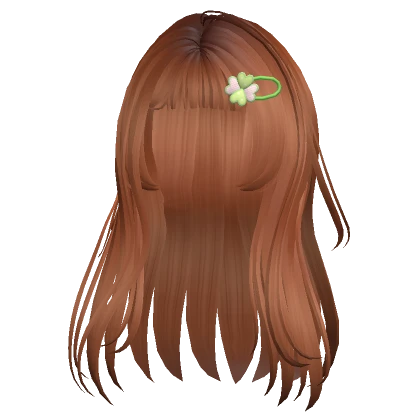 ♡ ginger long anime hair with clover hairclip