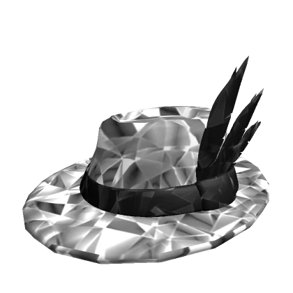 White Sparkling Feathered Fedora