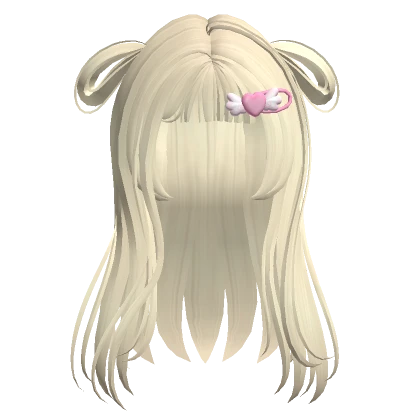 ♡ pastel blonde loose anime buns heart hairclip