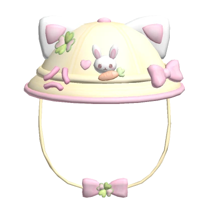 ♡kawaii pastel bunny carrot school class kitty hat