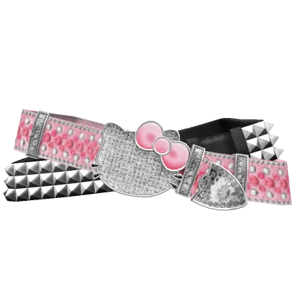 Y2K Studded Double Kitty Rhinestone Belt | Pink/B