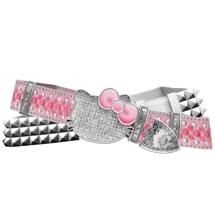 Y2K Studded Double Kitty Rhinestone Belt | Pink/W