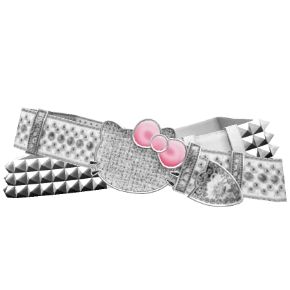 Y2K Studded Double Kitty Rhinestone Belt | White/W