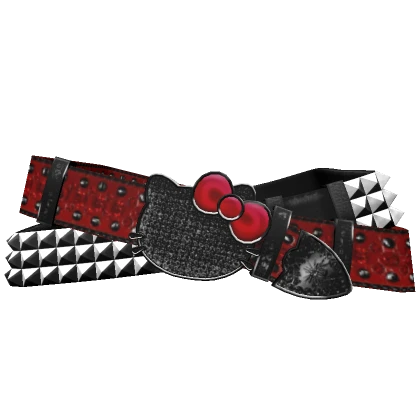 Y2K Studded Double Kitty Rhinestone Belt | Red/B