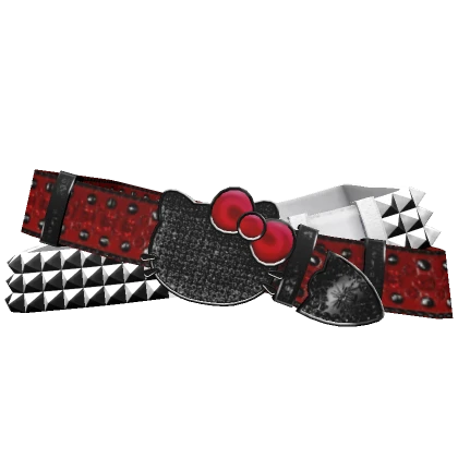 Y2K Studded Double Kitty Rhinestone Belt | Red/W