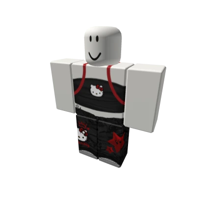 hello kitty black & red star da hood outfit