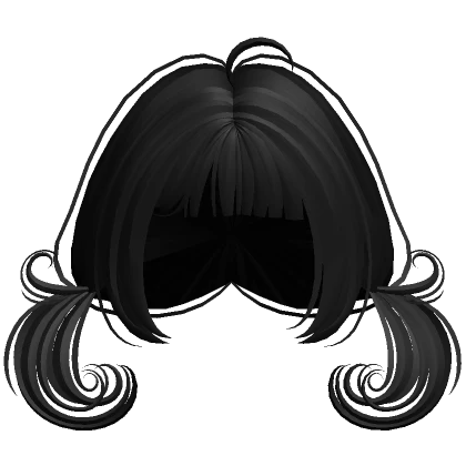 ♡ black swirly low small pigtails