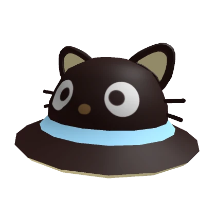 Kawaii spooky black cat w blue band bucket hat