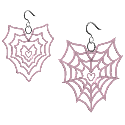 y2k heart cobweb cute earrings (pink)