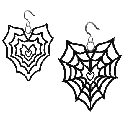 y2k heart cobweb cute earrings (black)