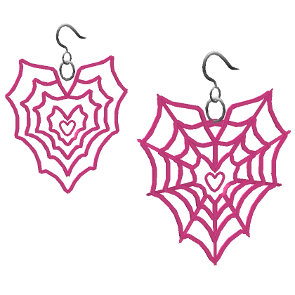 y2k heart cobweb cute earrings (hot pink)