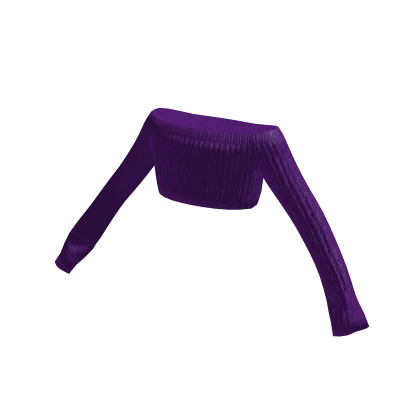 Plum purple cotton knit crop off shoulder sweater