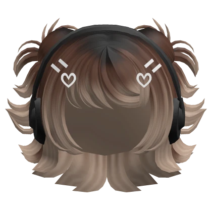 Cute Mini Buns w/ Y2K Headphones Brown Ombre