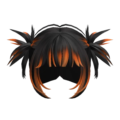 Messy Y2K Punk Pigtails(Black&Orange)