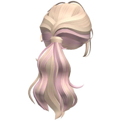 Two-Tone Wavy Layered Ponytail Hair Pink & Blonde