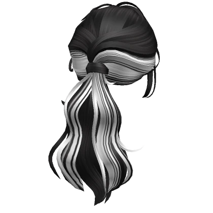 Two-Tone Wavy Layered Ponytail Hair Black & White