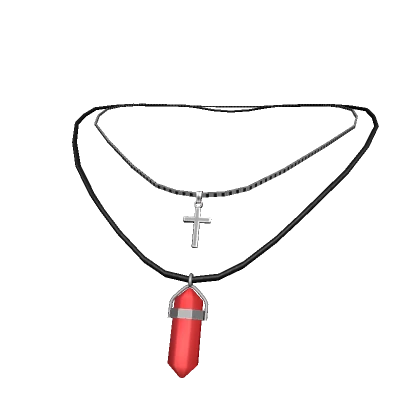 Aesthetic cross and red crystal necklace