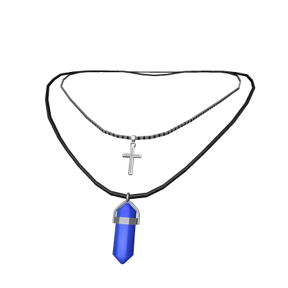 Aesthetic cross and blue crystal necklace