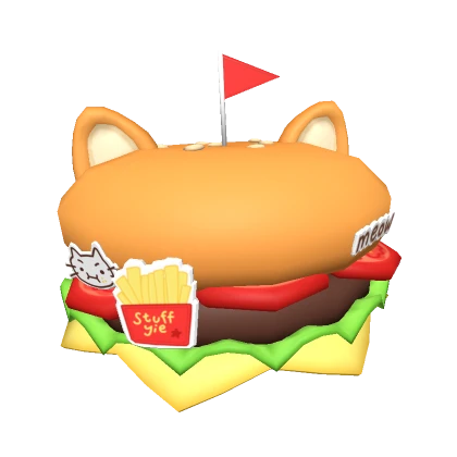 ♡ cutesy fast food silly kitty cheese burger hat