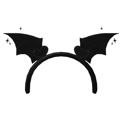 Sparkly Batwing Black Heart Headband