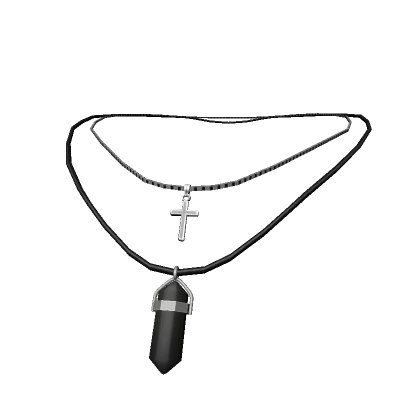 Aesthetic cross and dark crystal necklace