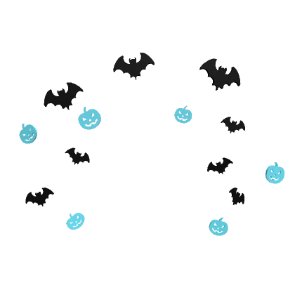 Preppy Halloween pumpkin and bat confetti [blue]