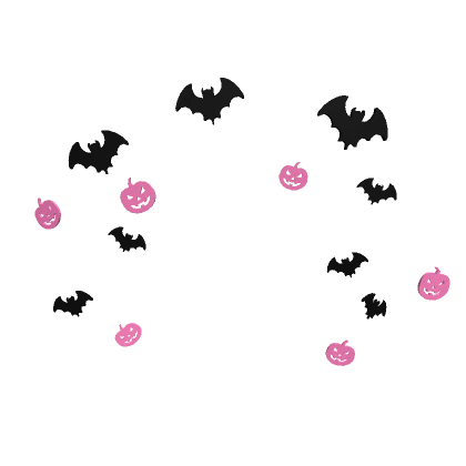 Preppy Halloween pumpkin and bat confetti [pink]