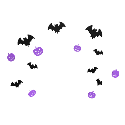 Preppy Halloween pumpkin and bat confetti [purple]