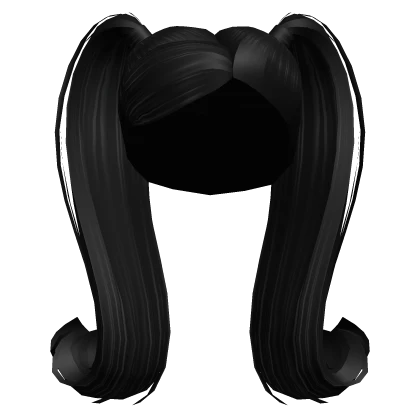 Long Pigtails with Side Bangs in Black