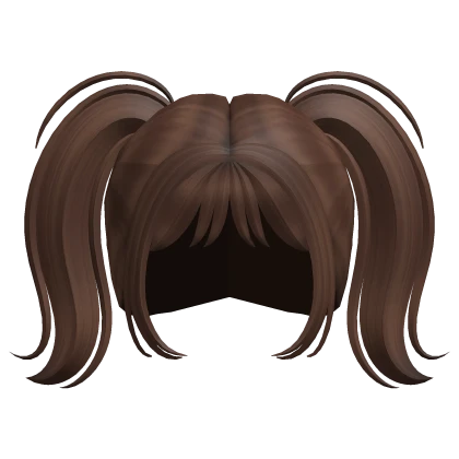 Long Pigtails w/ Long Bangs Black