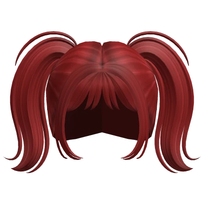 Long Pigtails w/ Bangs Red